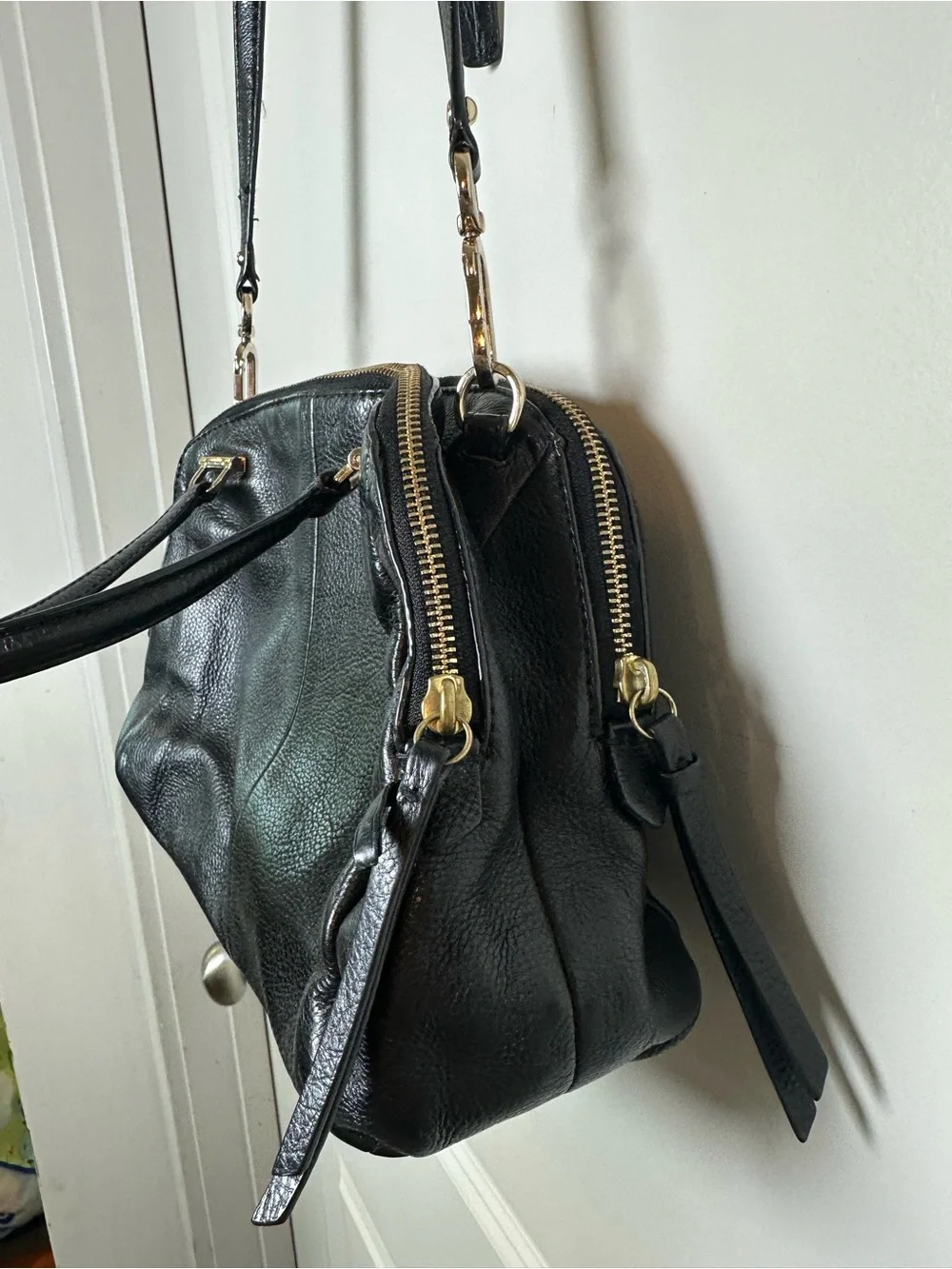 COACH Madison Embossed Leather Georgie Shoulder Crossbody Black Bag